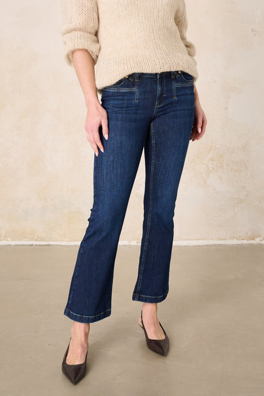 Melina Bootcut Jeans - Wunschblau & Soft Denim, mittlere Leibhöhe