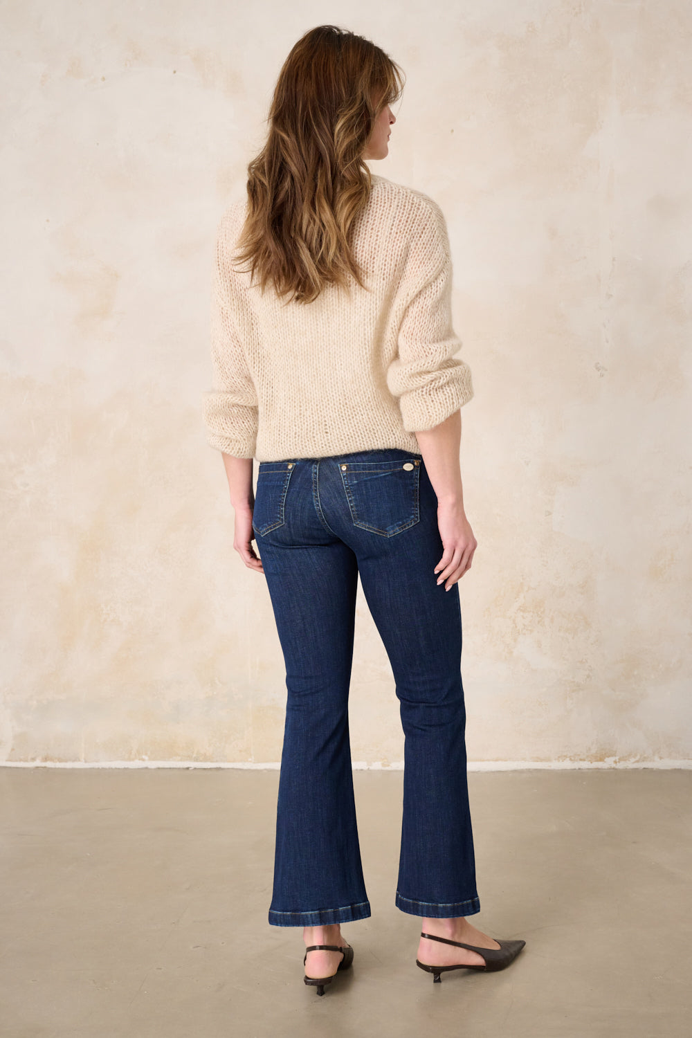 Melina Bootcut Jeans - Wunschblau & Soft Denim, mittlere Leibhöhe