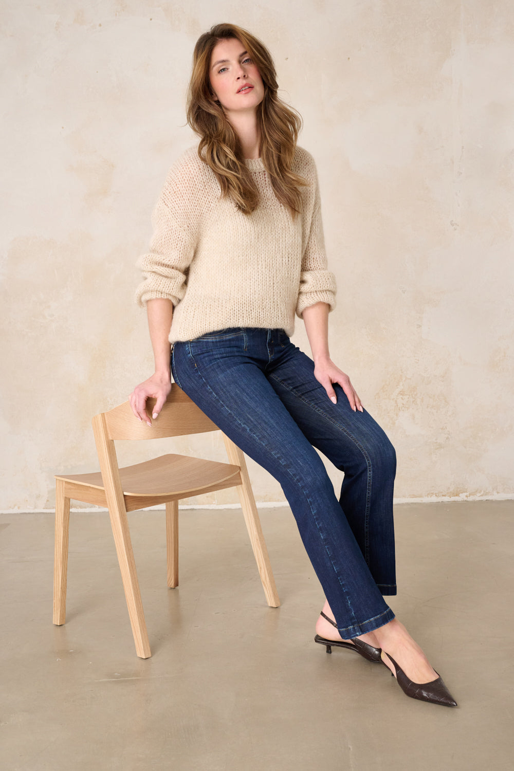 Melina Bootcut Jeans - Wunschblau & Soft Denim, mittlere Leibhöhe