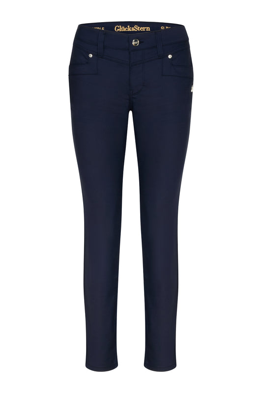 Merle Slim Fit Hose – Magdablau & Techno Stretch, mittlere Leibhöhe