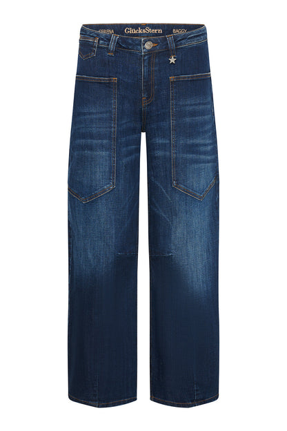 Serena – Barrel Jeans in Rheinblau mit hoher Leibhöhe