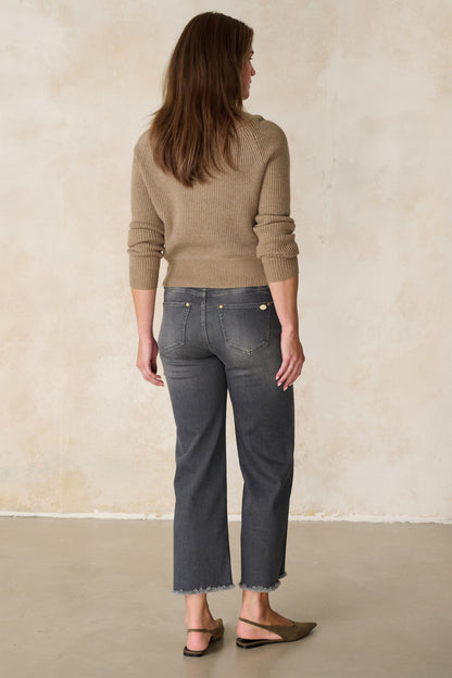 Clara - Flared Leg Jeans – Stahlgrau (verkürzt)