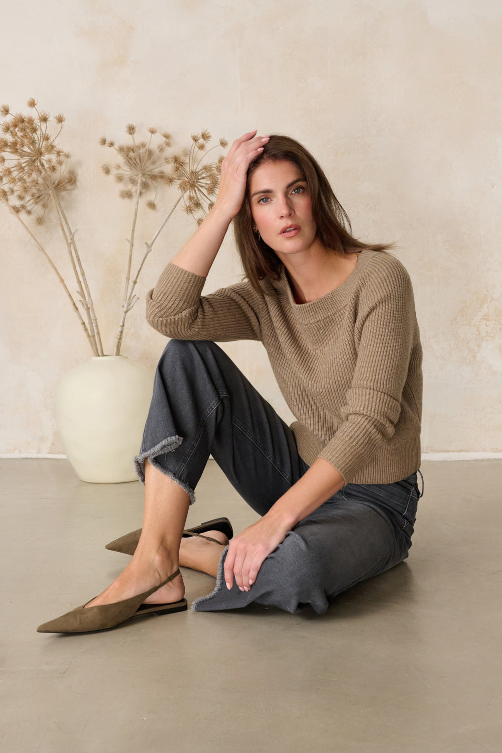 Clara - Flared Leg Jeans – Stahlgrau (verkürzt)