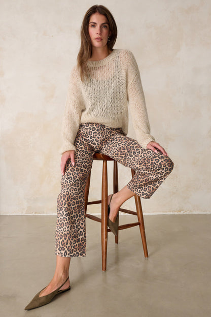 Serena – Barrel Jeans in Leobeige mit hoher Leibhöhe