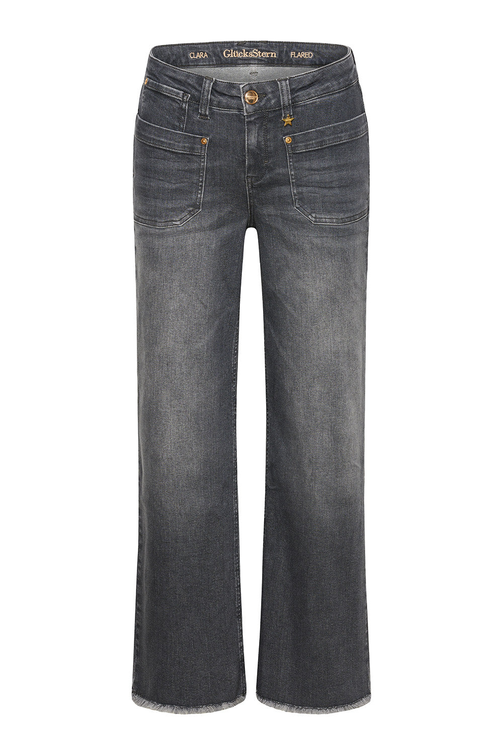 Clara - Flared Leg Jeans – Stahlgrau (verkürzt)